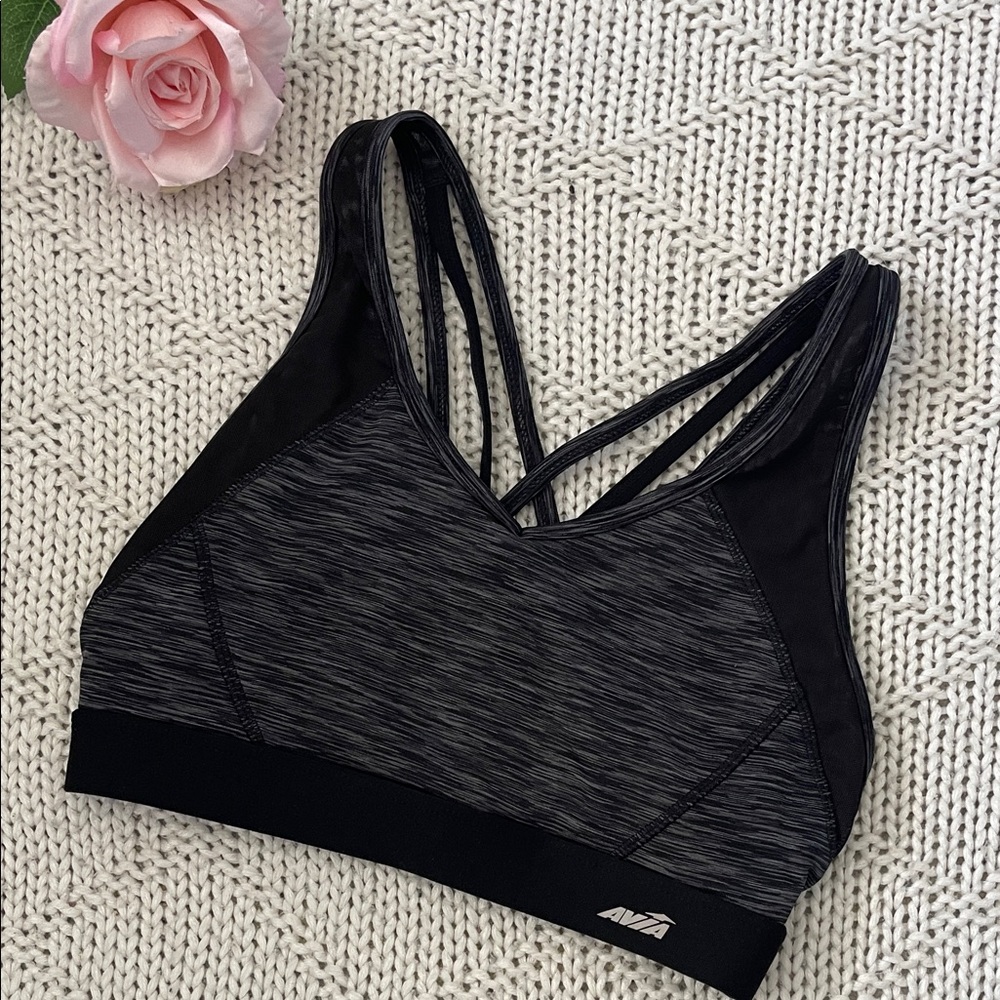 Avia Black Strappy Back Sports Bra Medium Support Activewear Size S